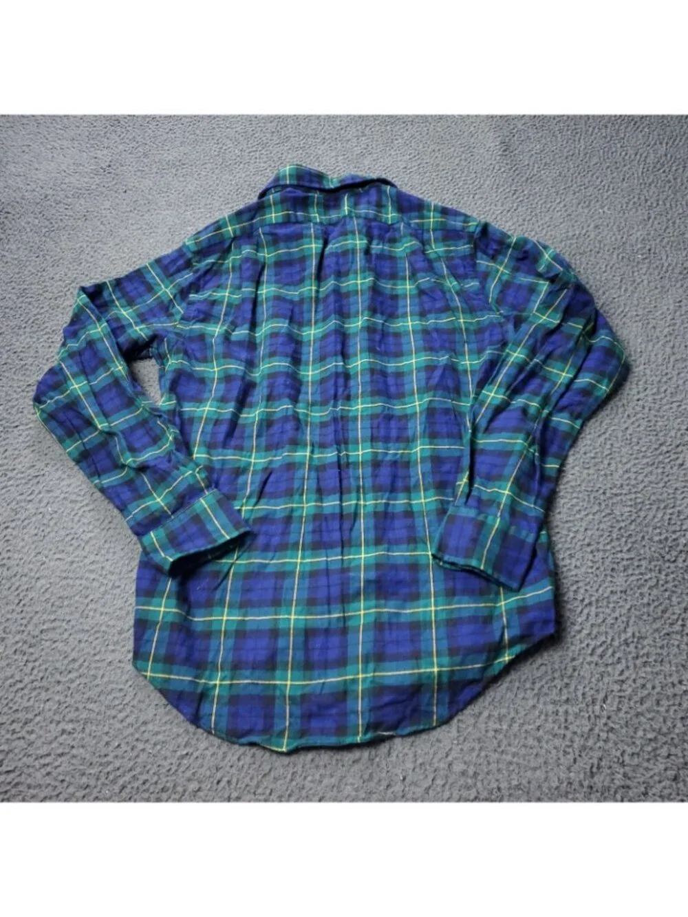 Polo Ralph Lauren Shirt Mens S Small Petite Sleep Button Plaid Blue Green Pajama
